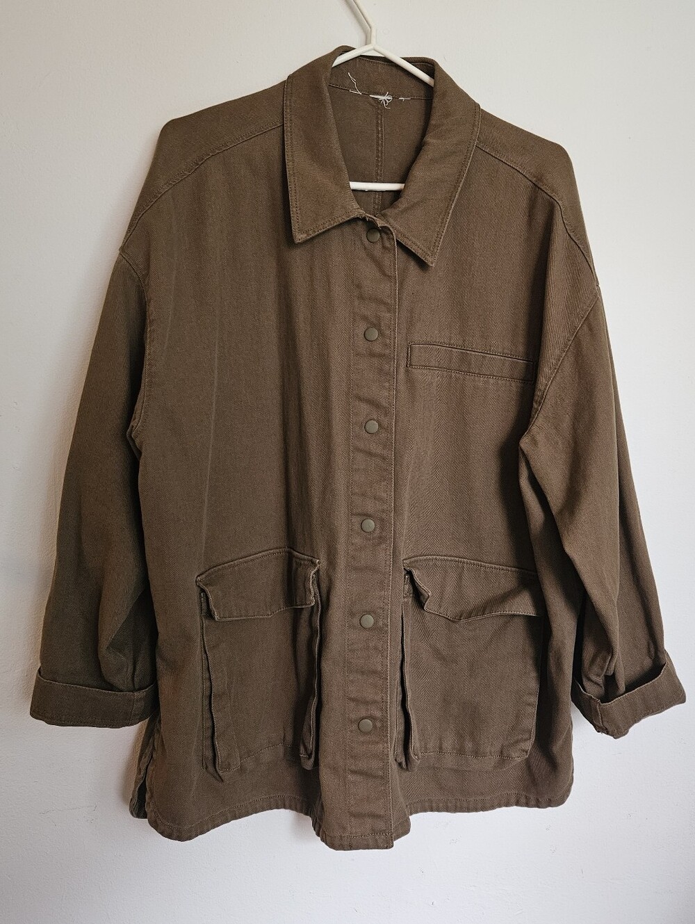 Oversized Utility Jacket in Olive Brown